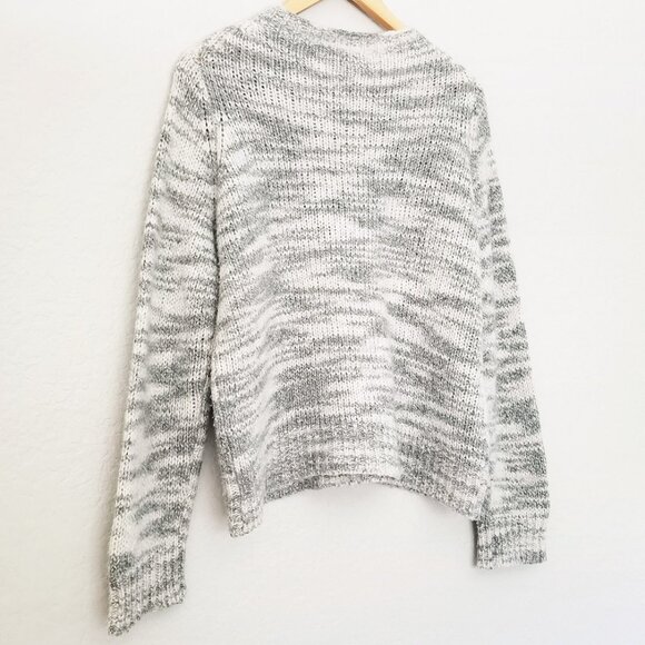 Eileen Fisher Merino Wool Silk Blend Marled Gray Sweater L Cozy Warm Crew $375 - Picture 9 of 15
